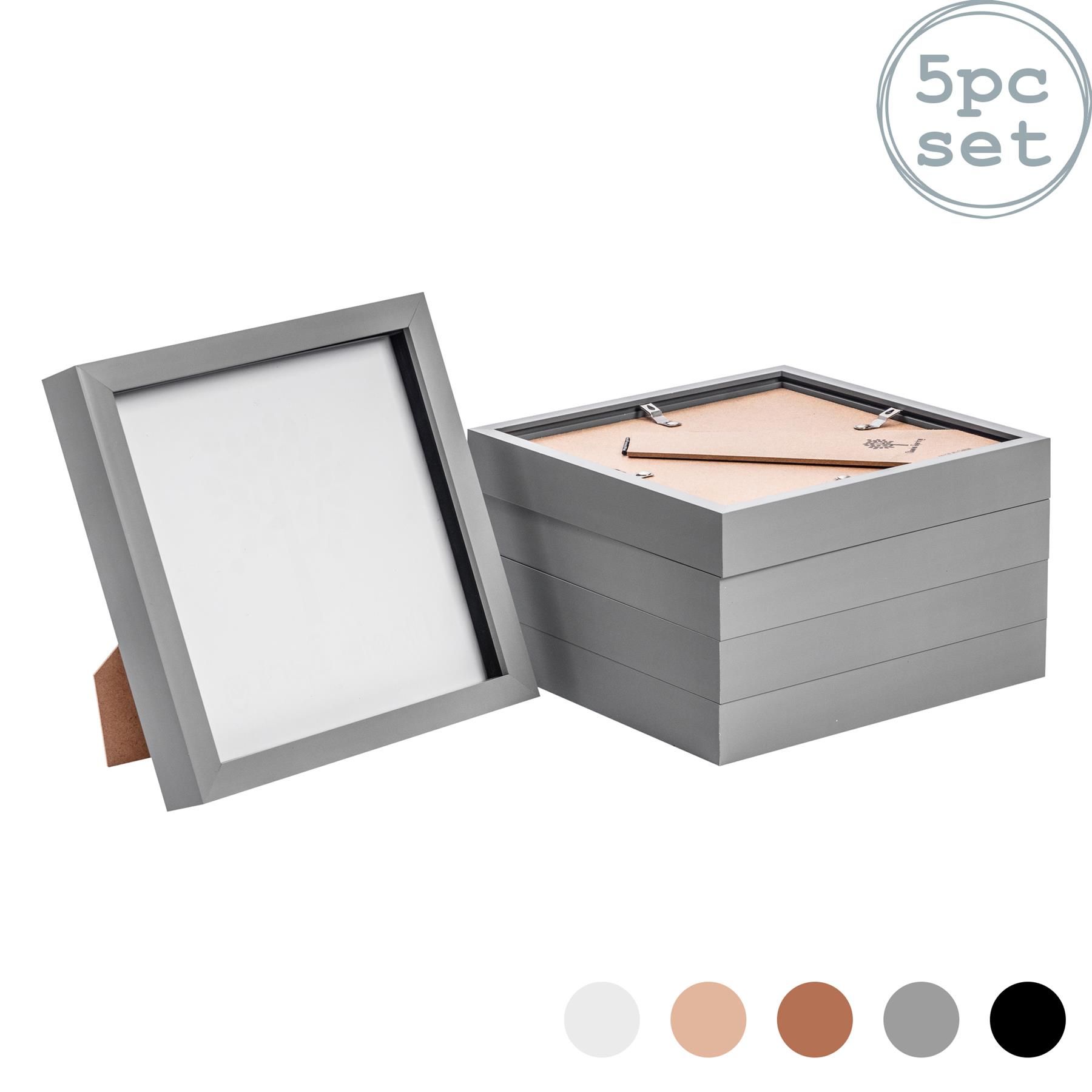Nicola Spring 3D Box Photo Frames - 8 x 8" - Pack of 5 in Grey 1