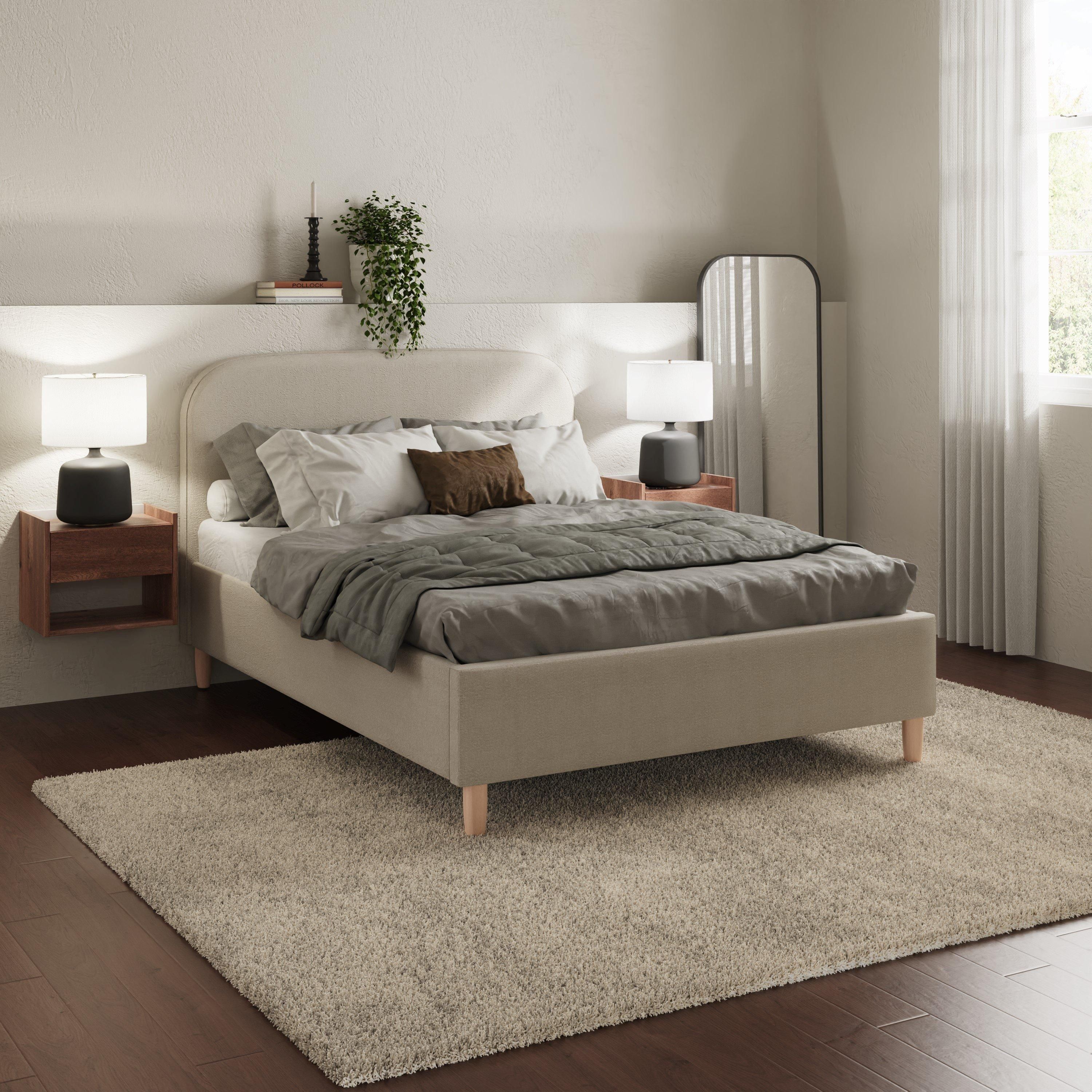 GFW Florence Boucle Ottoman Storage Bed in Stone