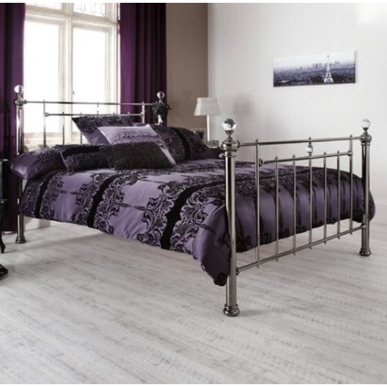 Clara Precious Metal Double Bed In Black Nickel