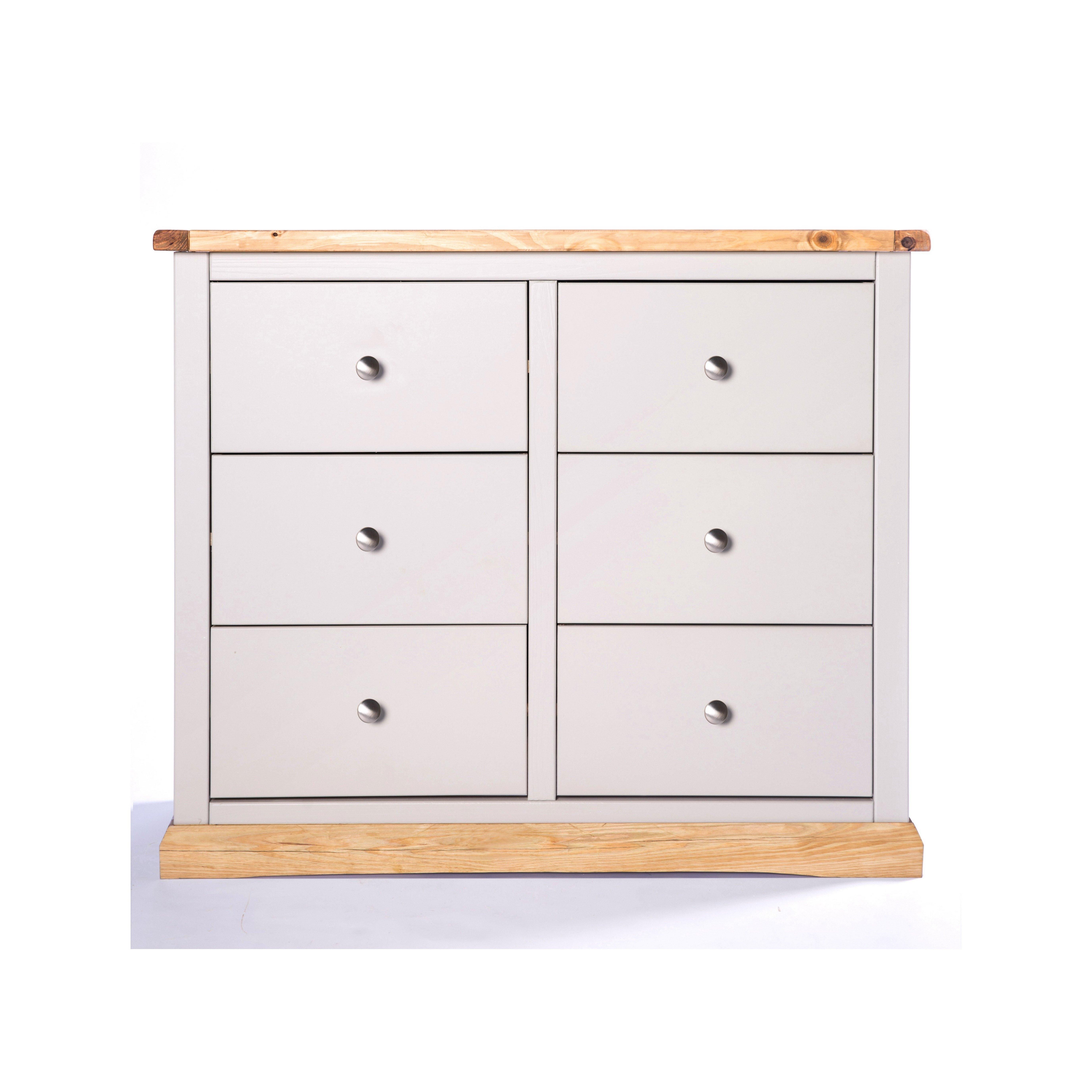Cabinet Bits Bomporto 6 Drawer Chest of Drawers Chrome Knob in Light Grey