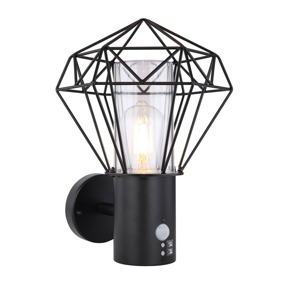 Netlighting Horace PIR Outdoor Wall Lamp Black IP44 1x E27 2700K