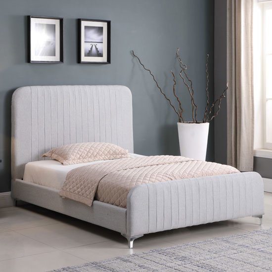 Hampton Fabric Super King Size Bed In Light Grey