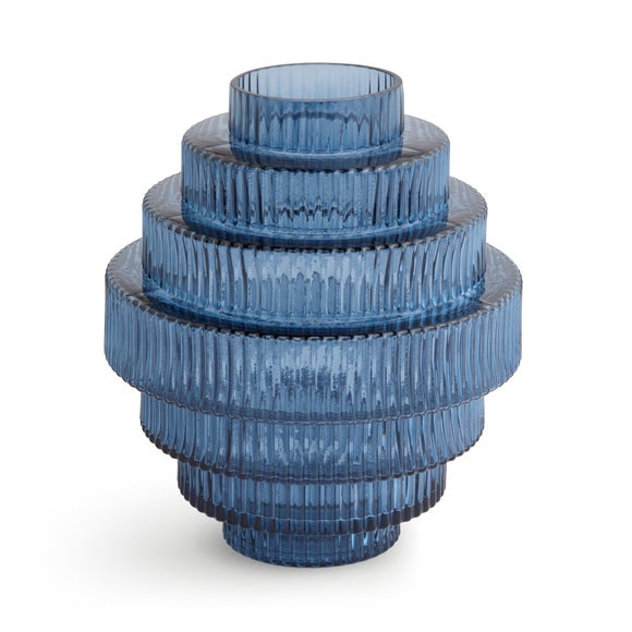 Ribbed Stepped Glass Vase 3