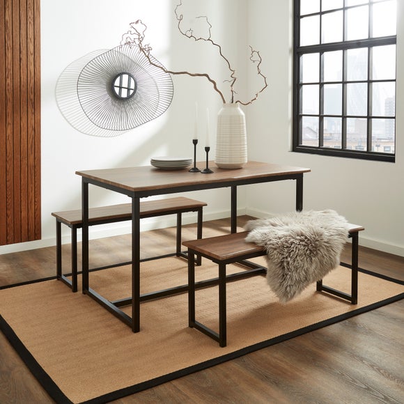 Ronan 4 Seater Wave Edge Dining Table and Bench Set
