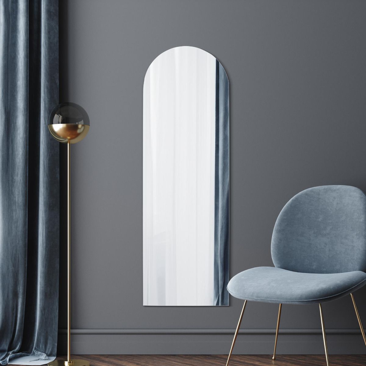 MirrorOutlet Frameless Arched Leaner/Wall Mirror 59" X 20" (150CM X 50CM) in Silver 6