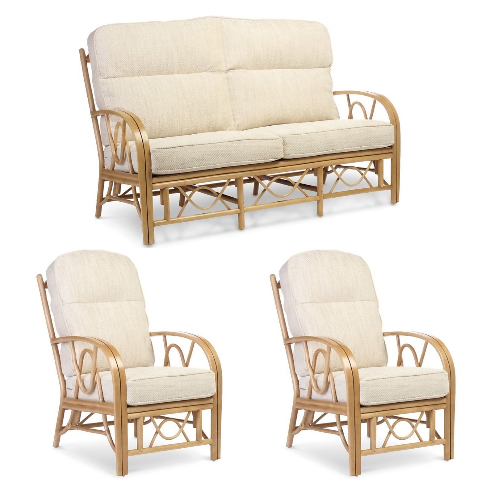 Bali Light Oak 3 Seater Suite