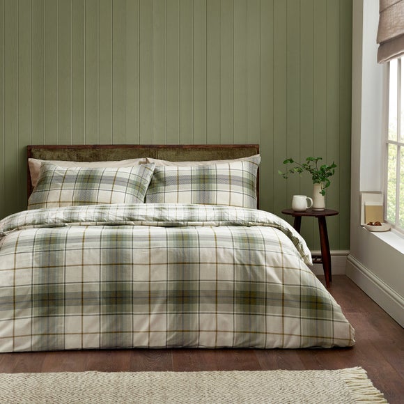 Catherine Lansfield Troon Check 100% Brushed Cotton Duvet Cover & Pillowcase Set