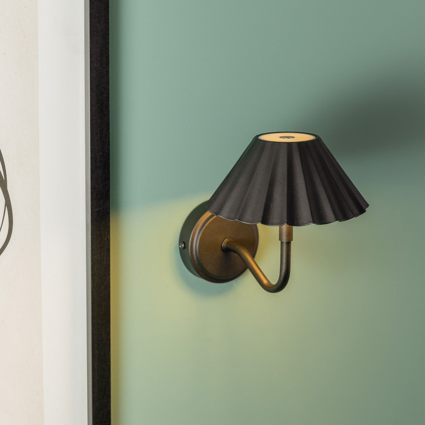 ValueLights Avery Set of 2 Rechargeable Easy Fit Wall Light Fittings in Black