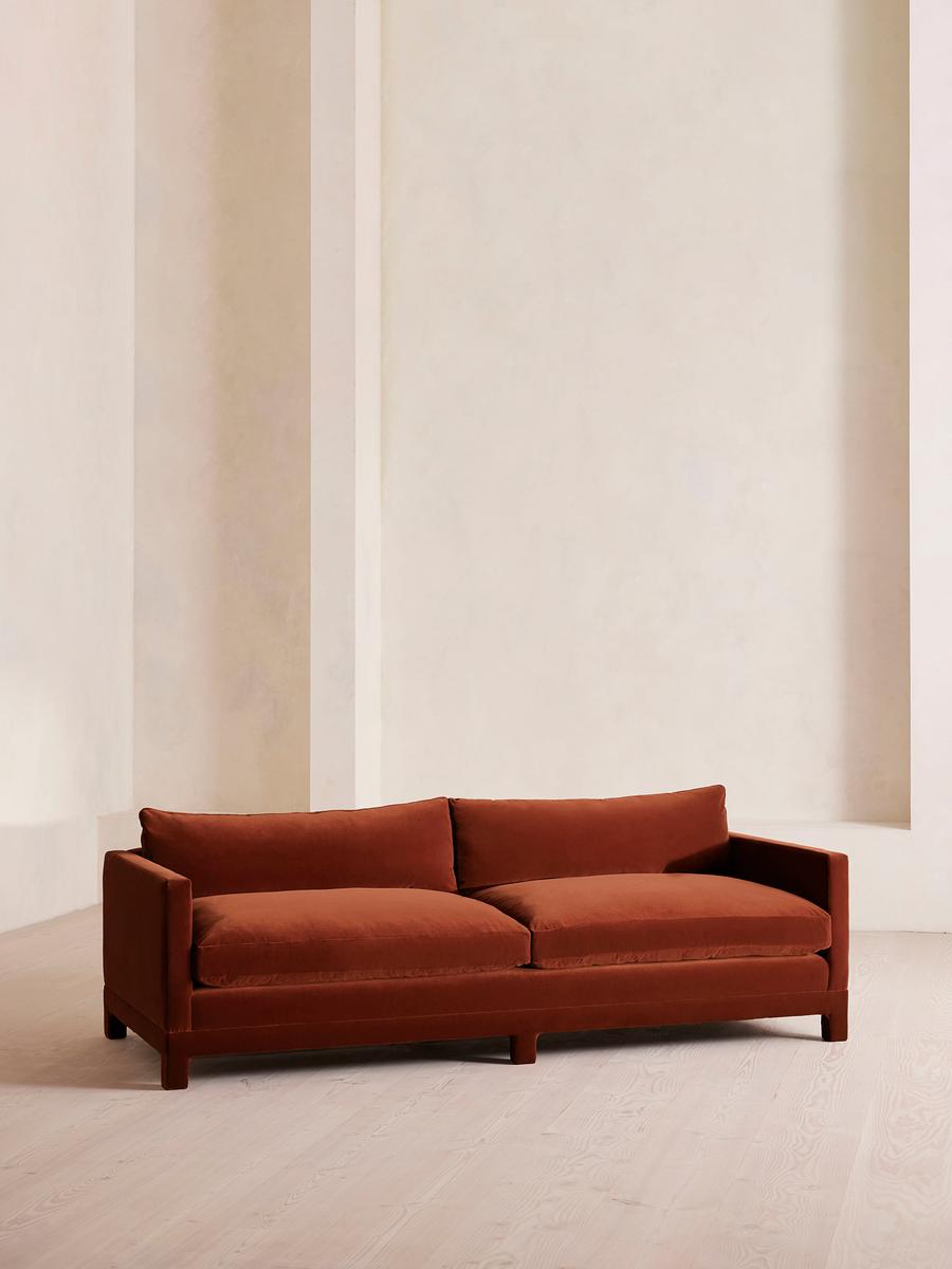 Ashford Four Seater Sofa, Velvet, Rust