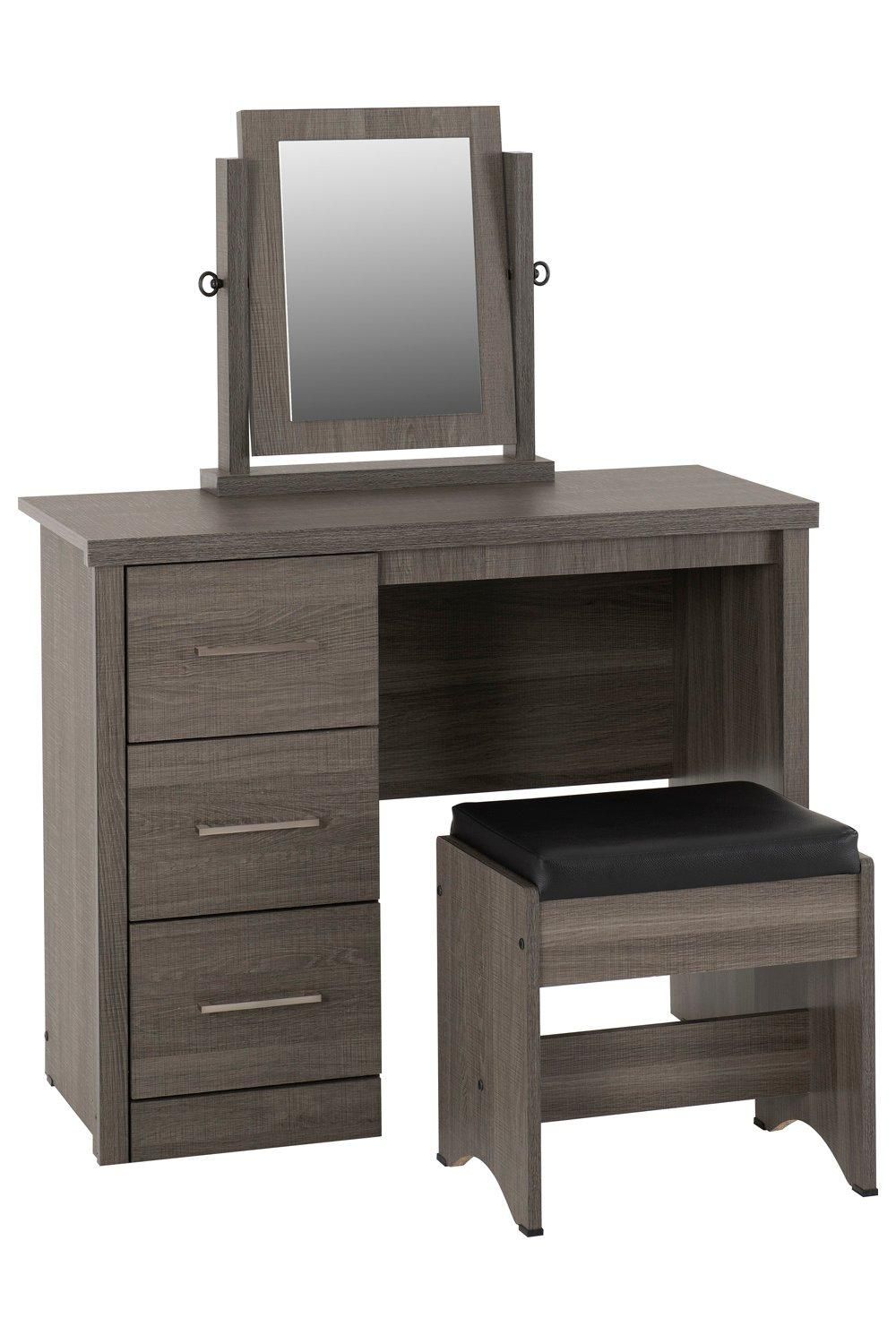 Seconique Lisbon 3 Piece Dressing Table Set with Mirror in Black