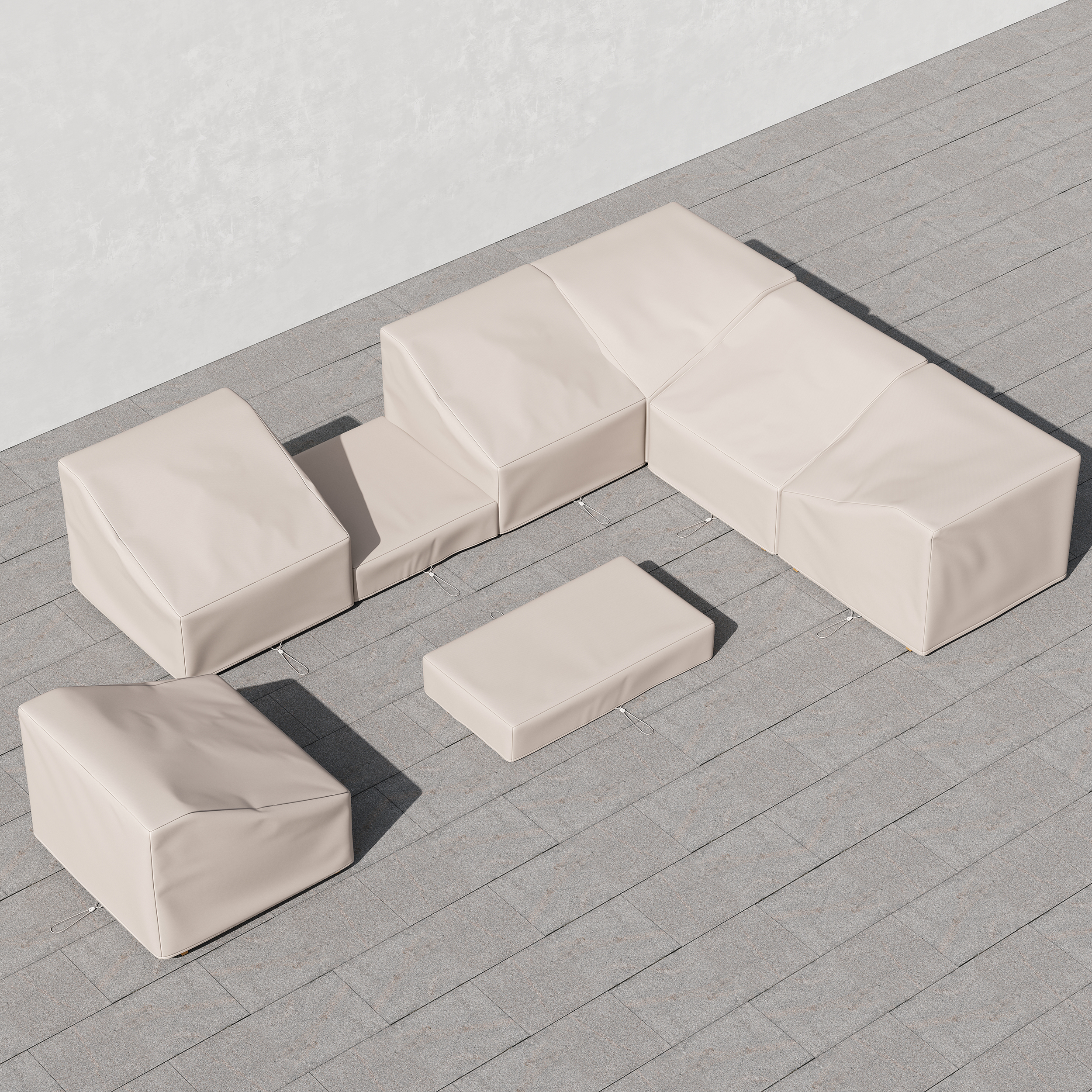 Grida Outdoor 600D Tough Canvas Waterproof Patio Furniture Set Covers in Ivory