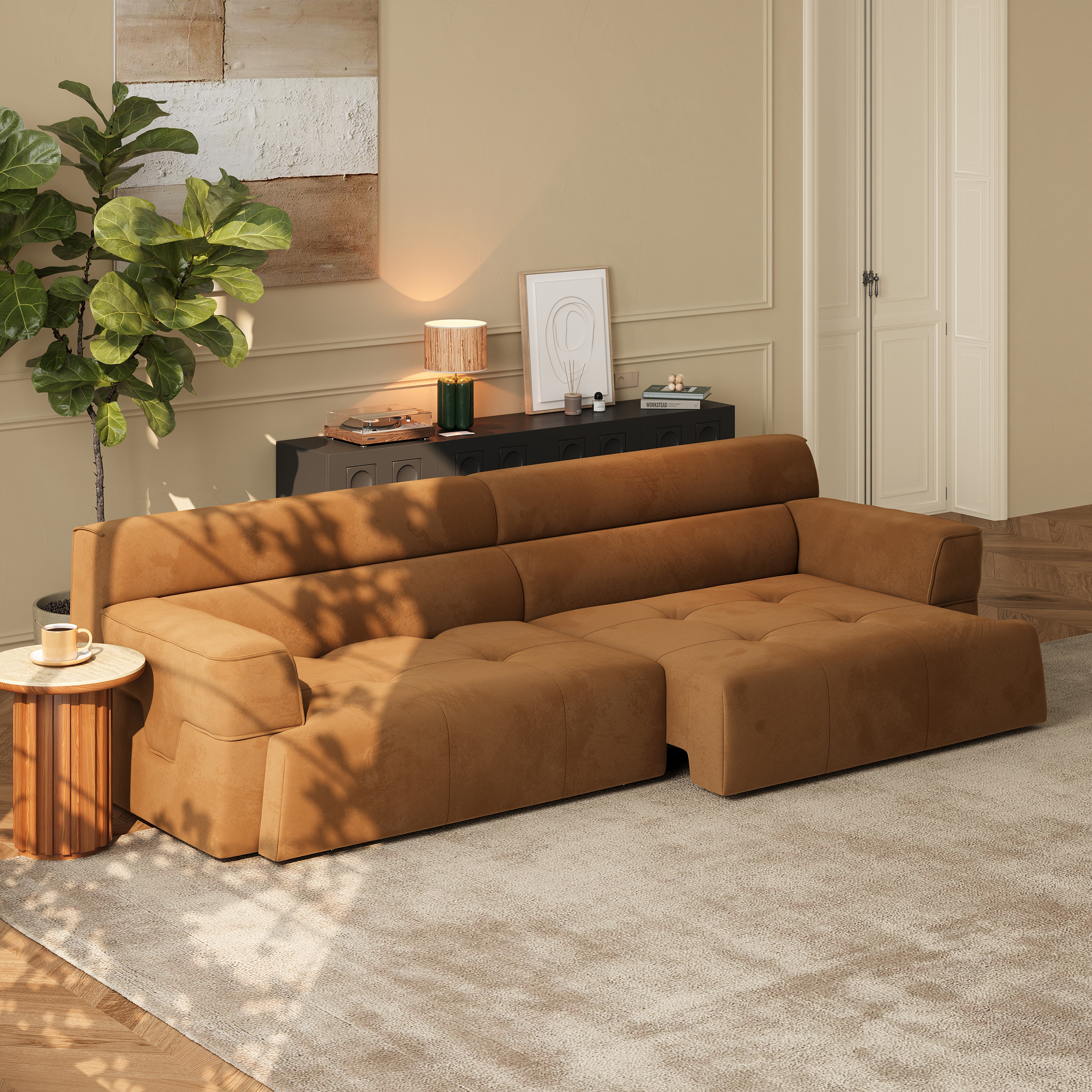307 cm 2-Seater Performance Velvet Power Convertible Sofabed