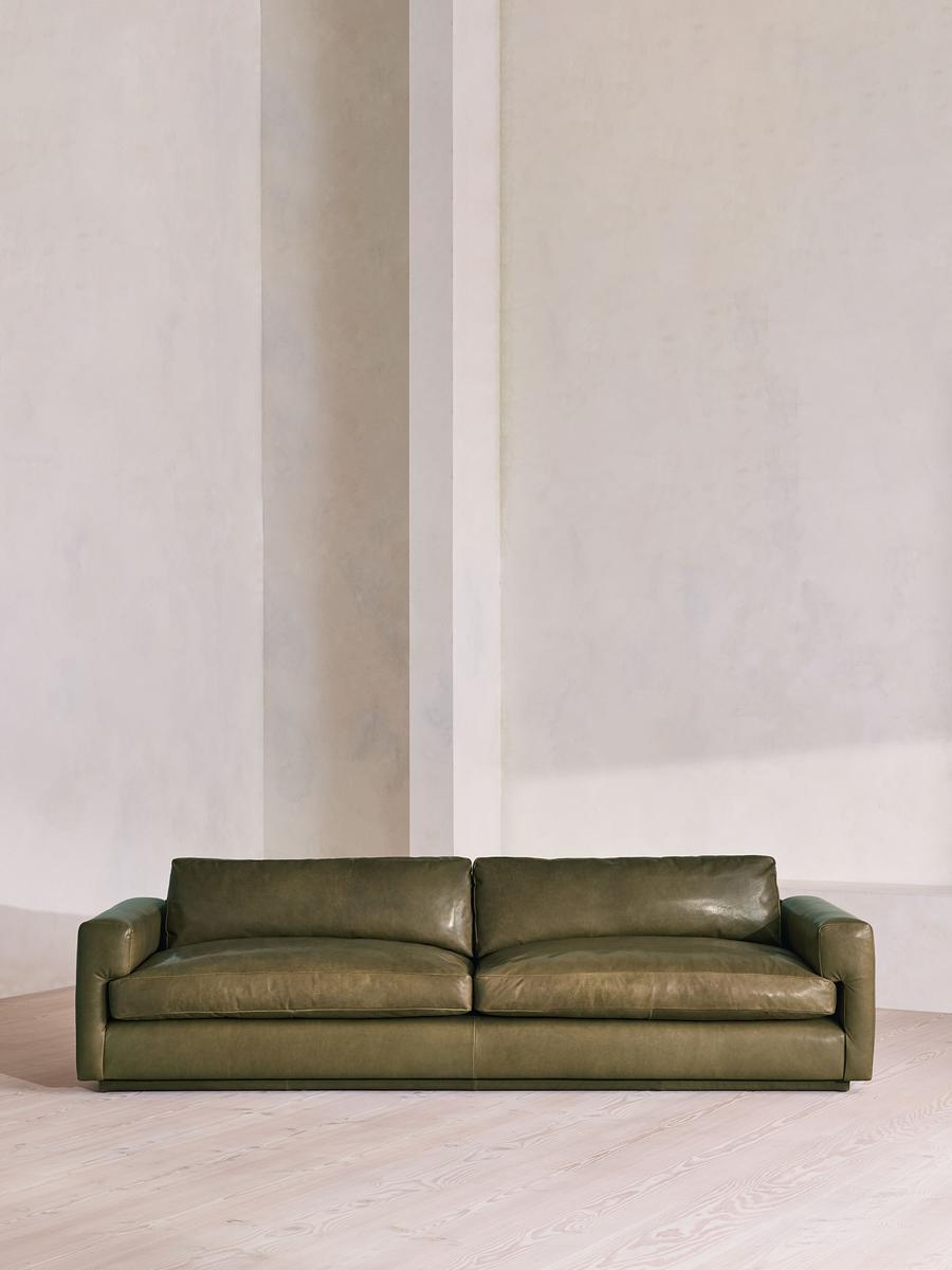 Mossley Four Seater Sofa, Leather, Moss