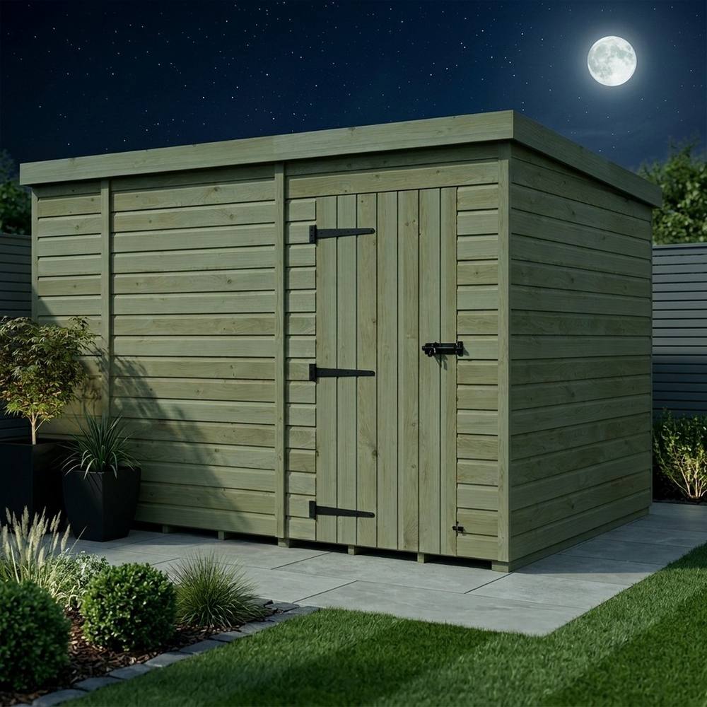 Buttercup Farm 10ft x 9ft Pent Garden Shed Single Door No Windows - Timber in Brown 3