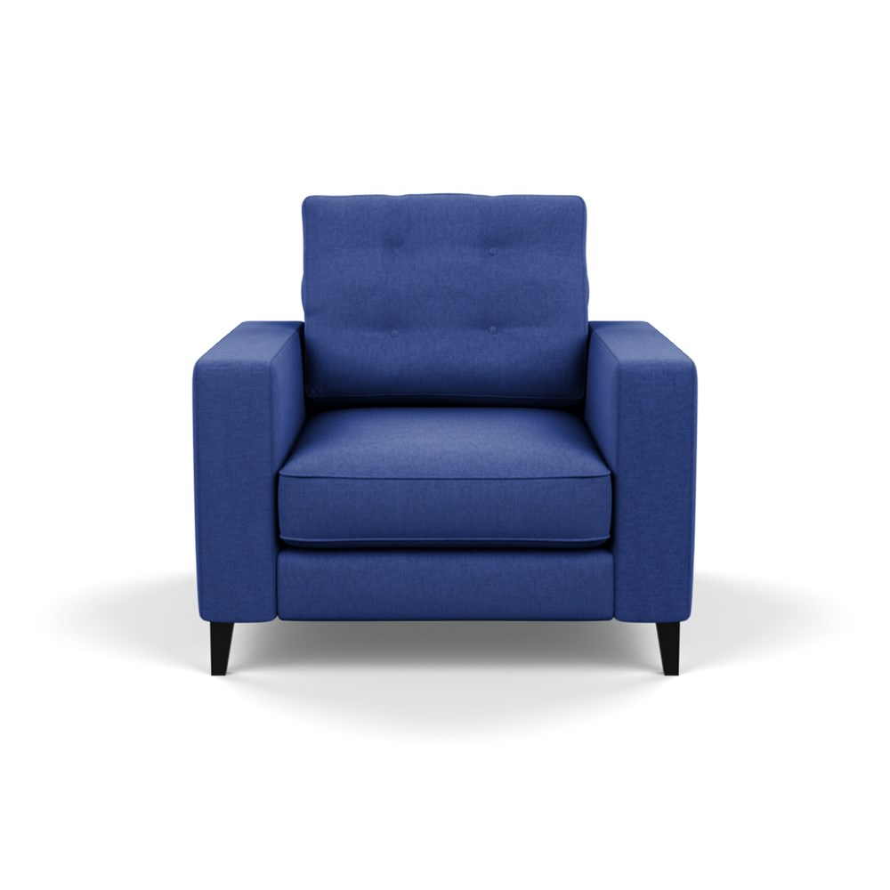 Heal's Mistral Armchair Brushed Cotton Cobalt Black Feet