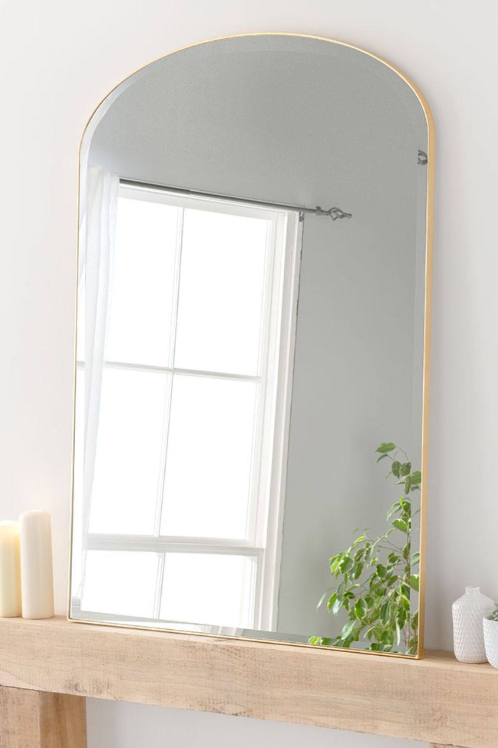 Yearn Mirrors Yearn Simplicity Mantle Mirror Bevelled 92(w) x 121cm(h) Gold in Metallic Gold