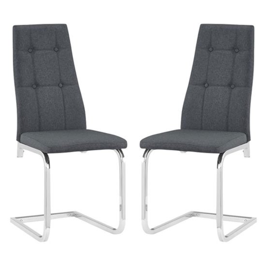Nova Grey Fabric Dining Chairs With Chrome Legs In A Pair