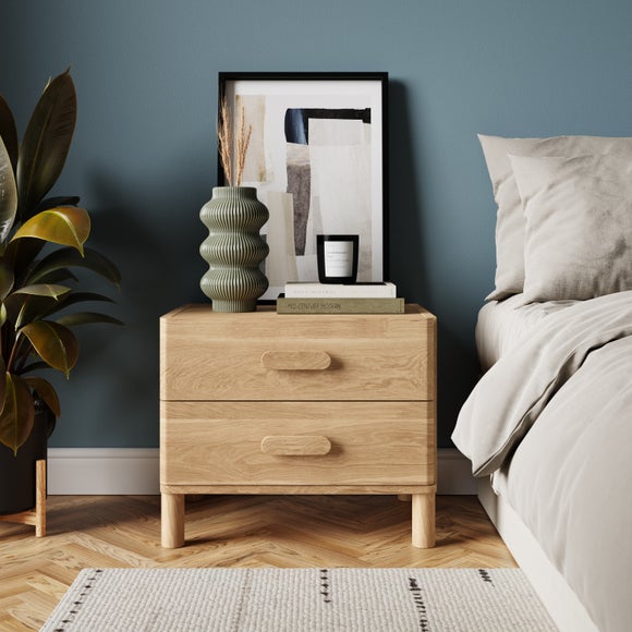 Hatton 2 Drawer Wide Bedside Table