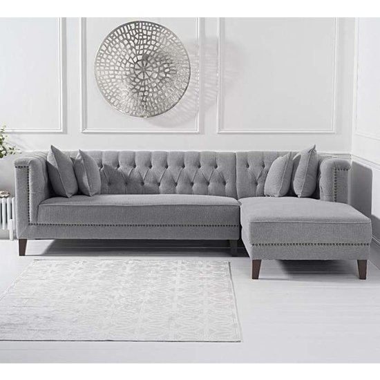 Tislit Linen Right Facing Chaise Corner Sofa In Grey