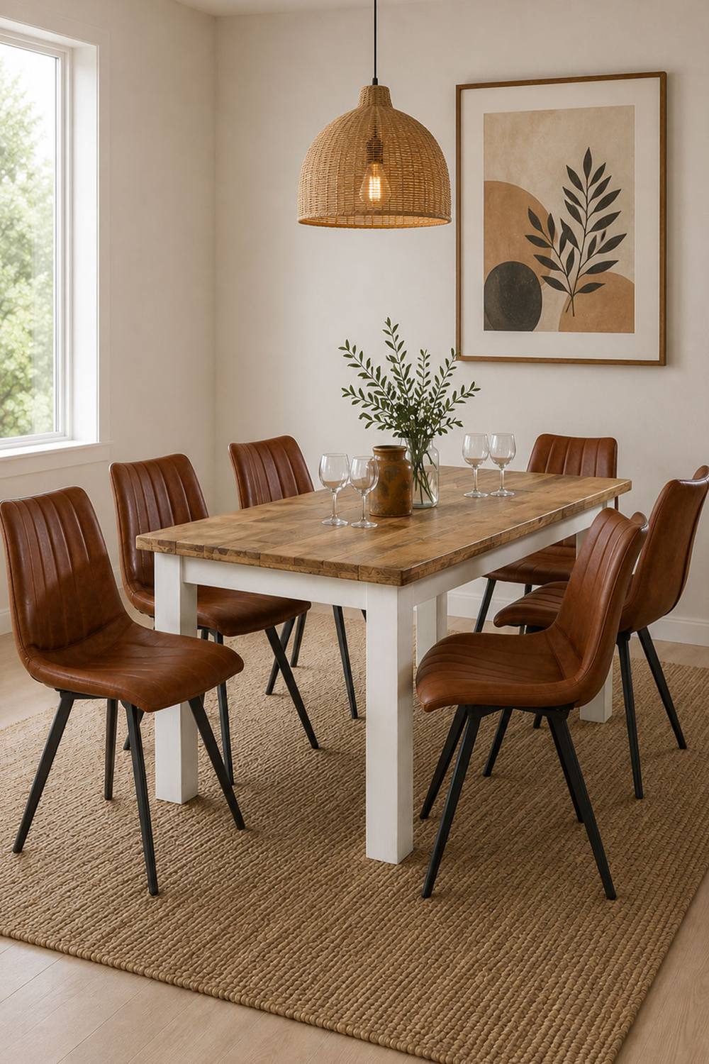 IH Design Washington Solid Mango Wooden White Dining Table 170cm