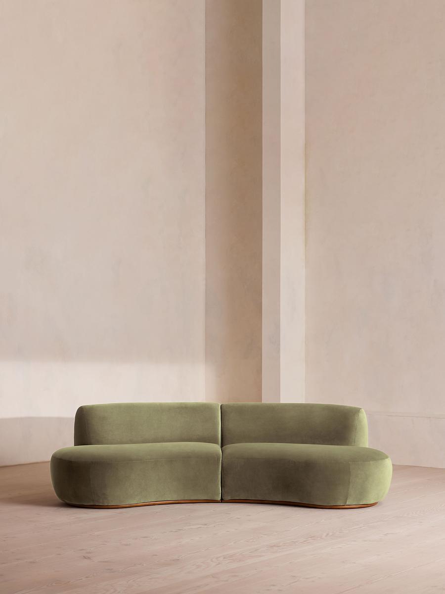 Aline Serpentine Modular Sofa, Three Seater, Lichen Velvet