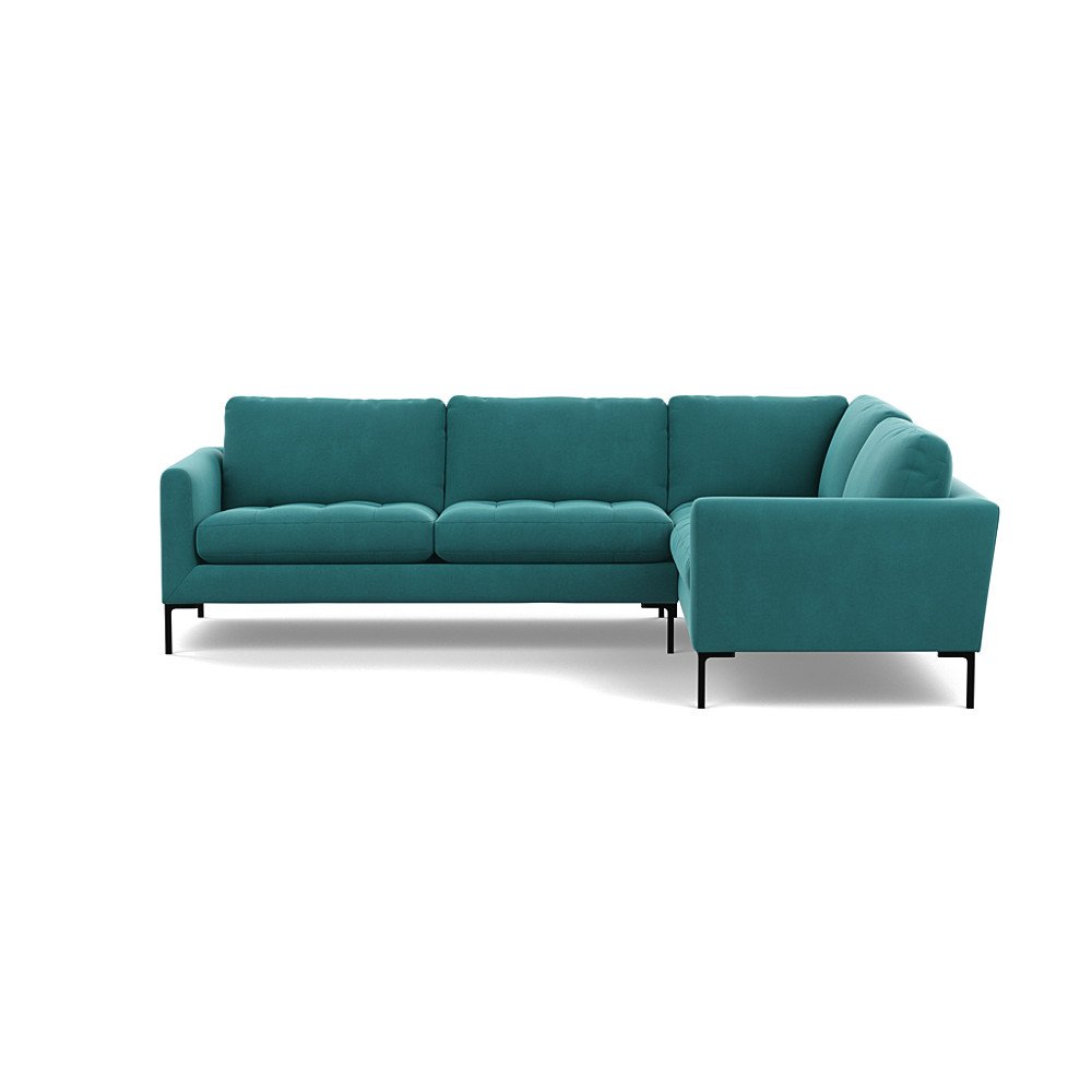 Heal's Eton RHF Corner Sofa Smart Velvet Turquoise Black