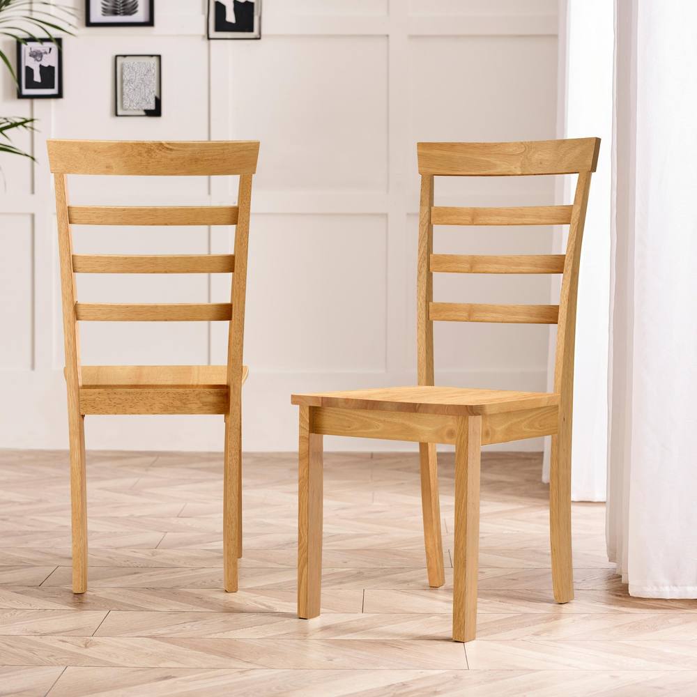 FurnitureboxUK 2x Whitby Oak Effect Solid Wood Dining Chairs in Light Brown