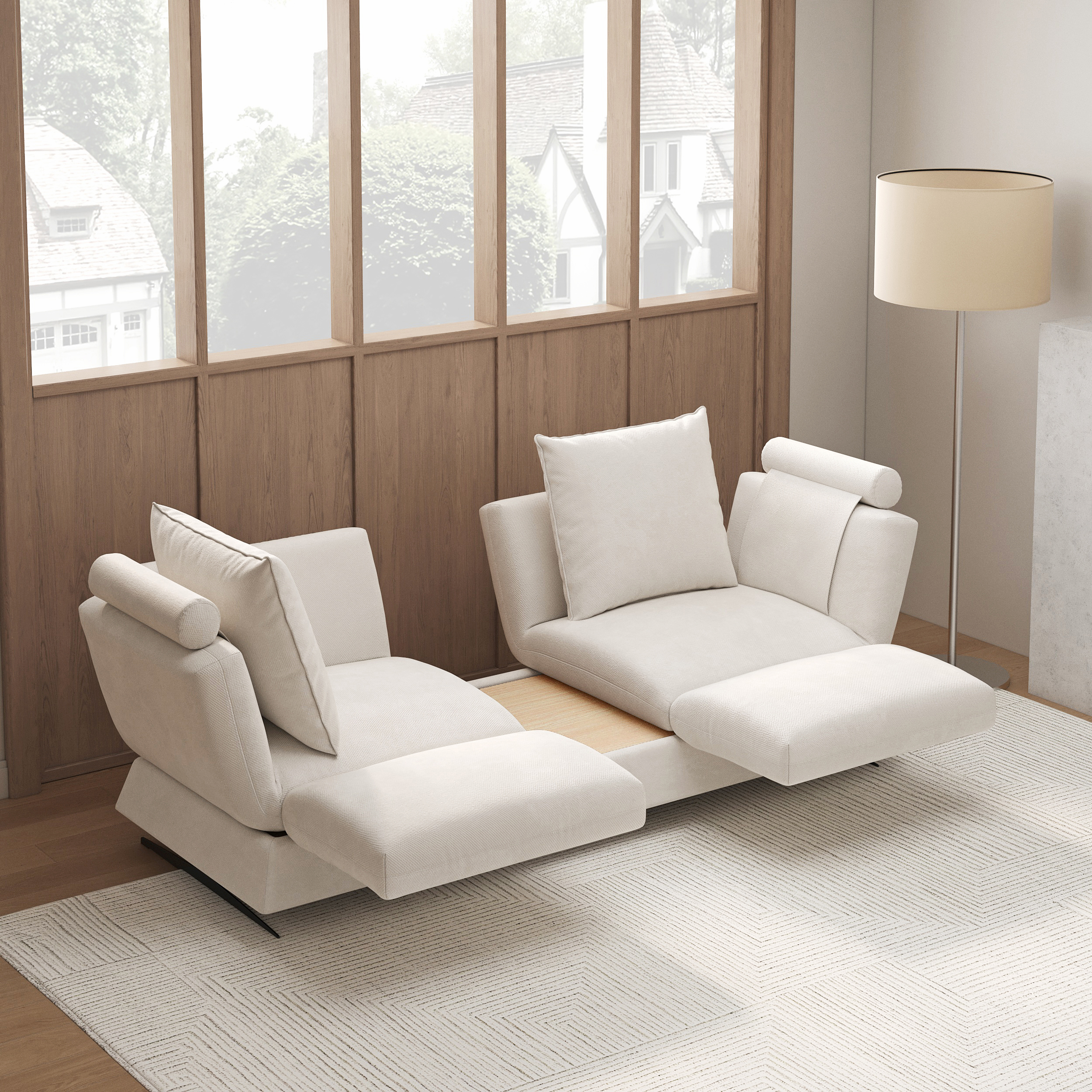 2130mm Rotatable Convertible Sleeper Sofa Cotton & Linen