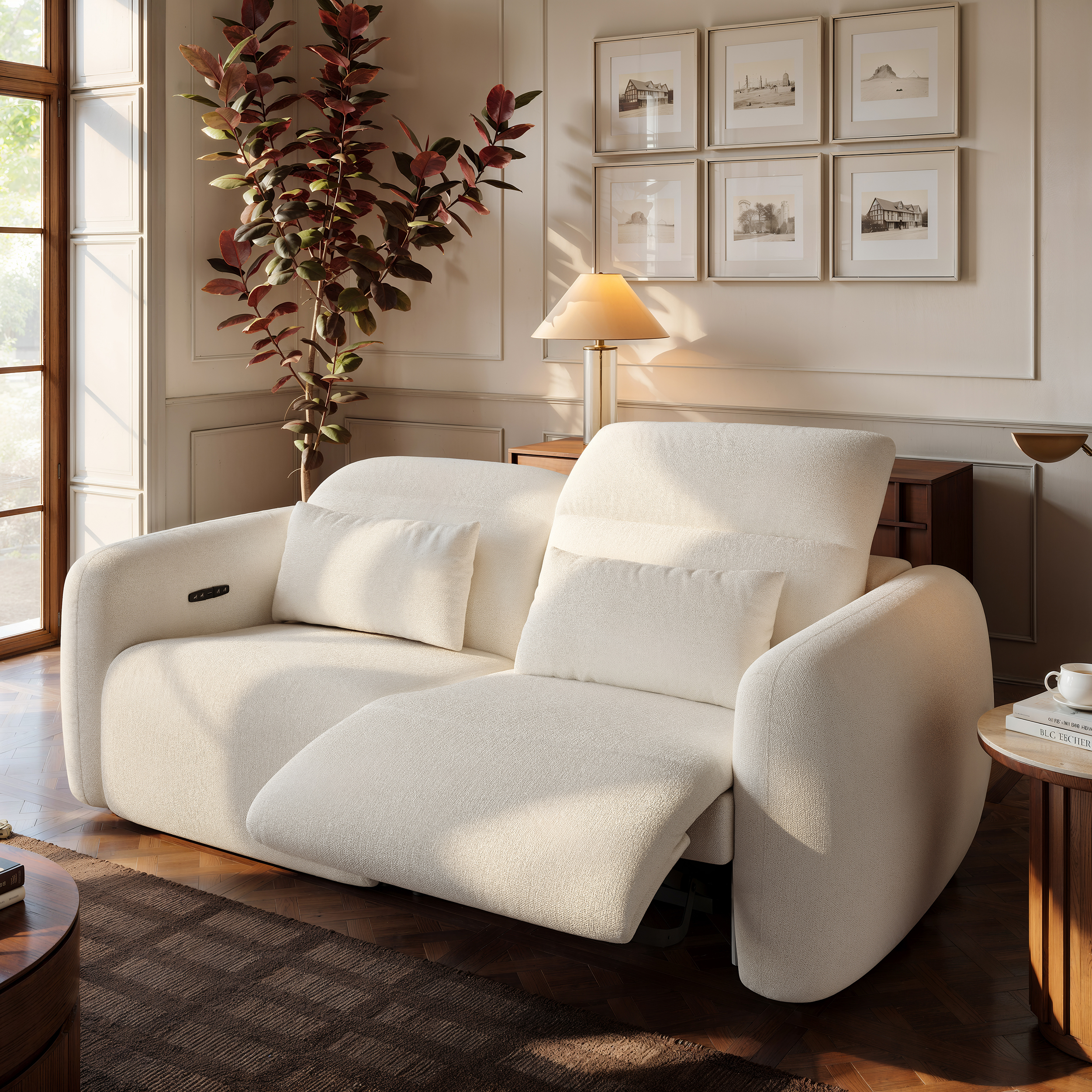 227cm 2-Seater Chenille Zero Gravity Power Reclining Sofa with Pillows