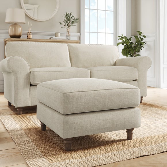 Flori Tonal Plush Chenille Footstool