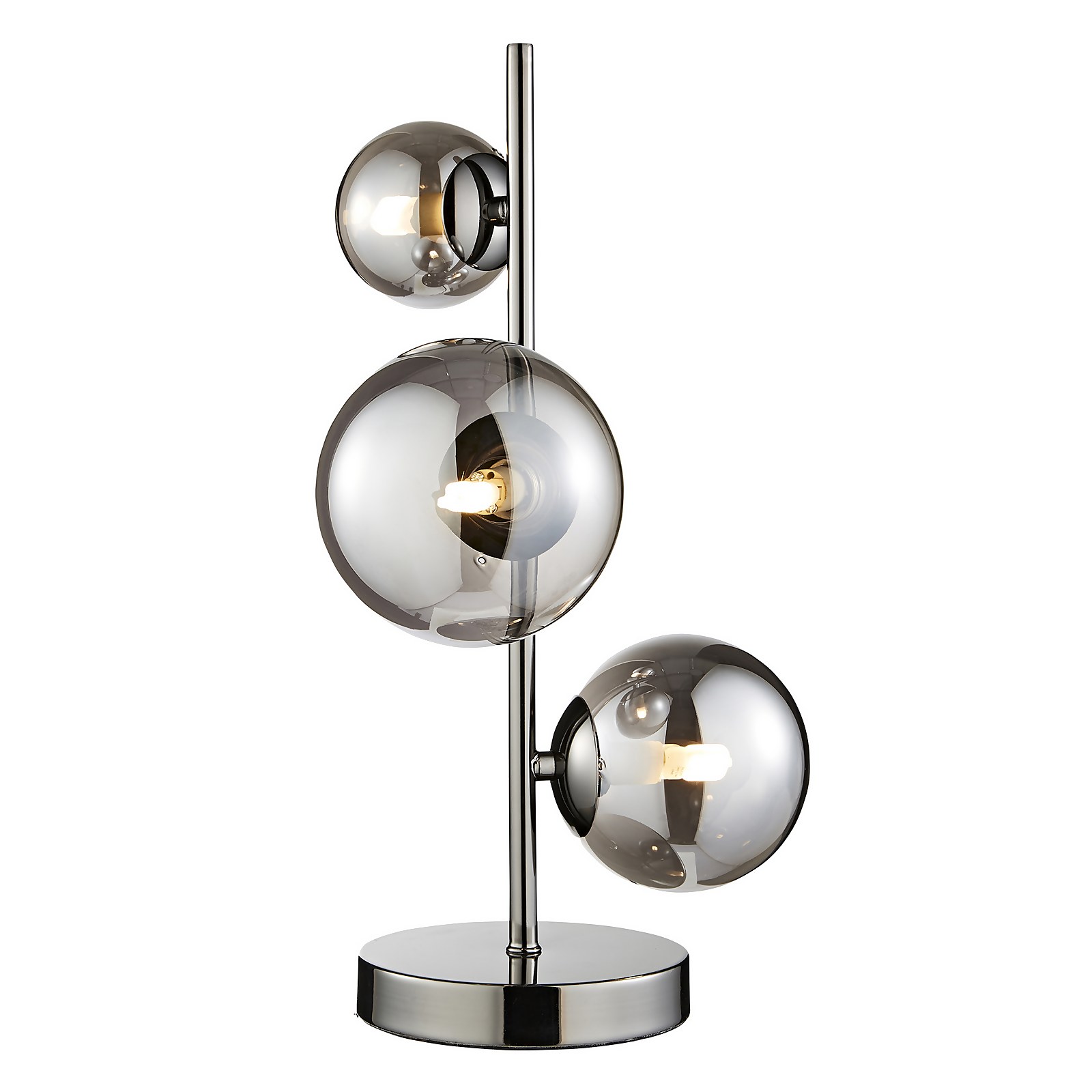 Orb II 3 Light Table Lamp - Black Chrome Smoke