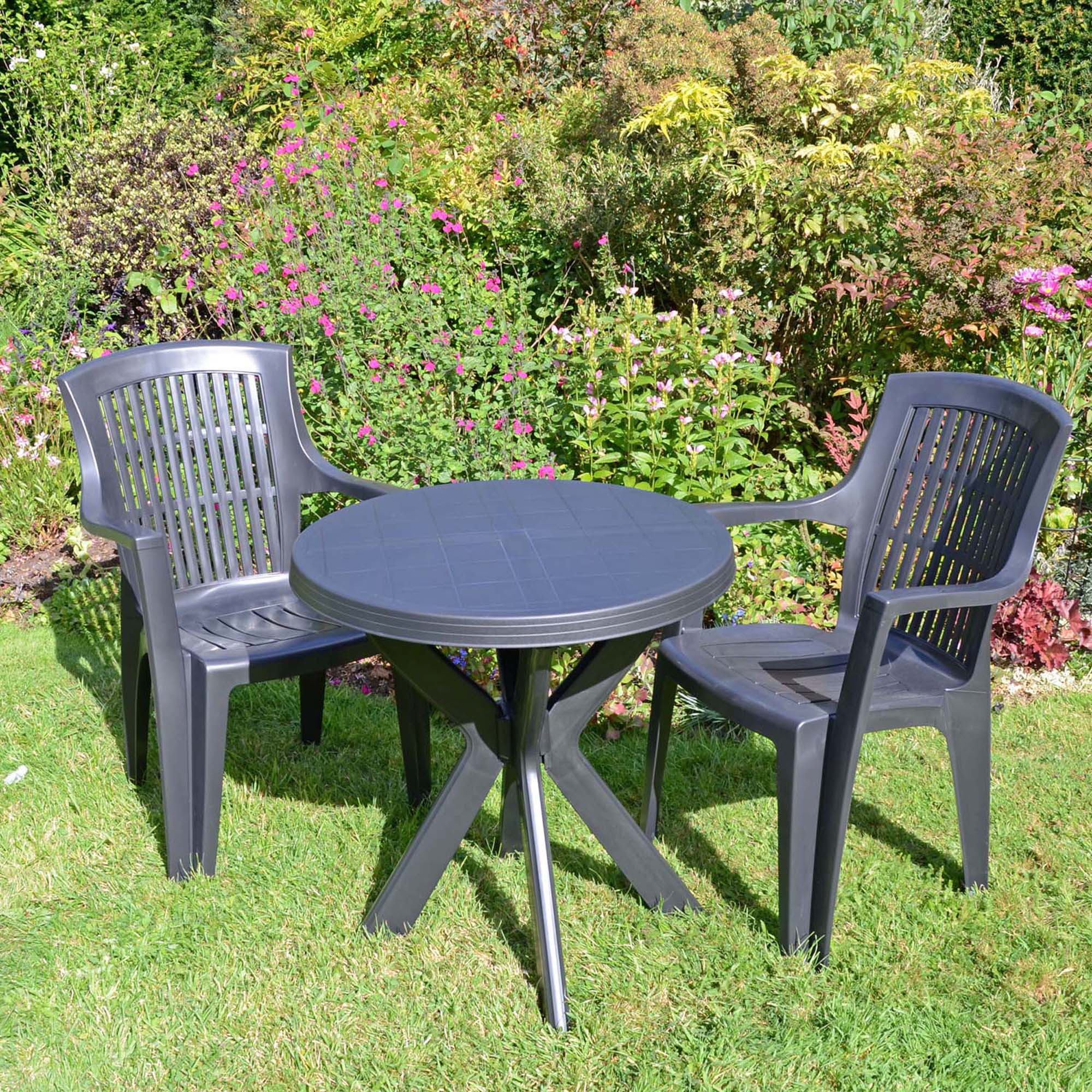 Tivoli 2 Seater Dark Grey Bistro Set with Parma Chairs Grey