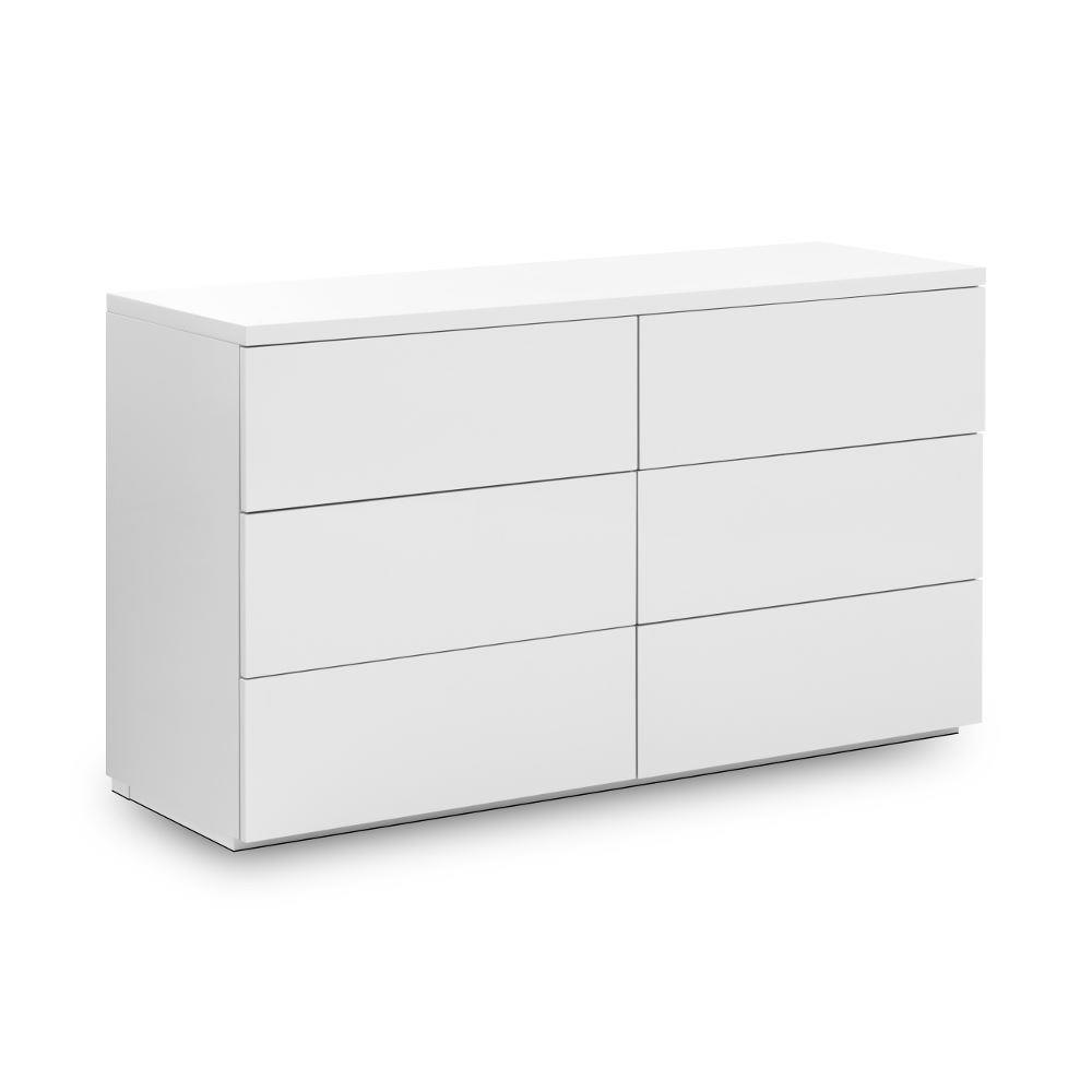 Monaco White Wooden High Gloss 6 Drawer Chest