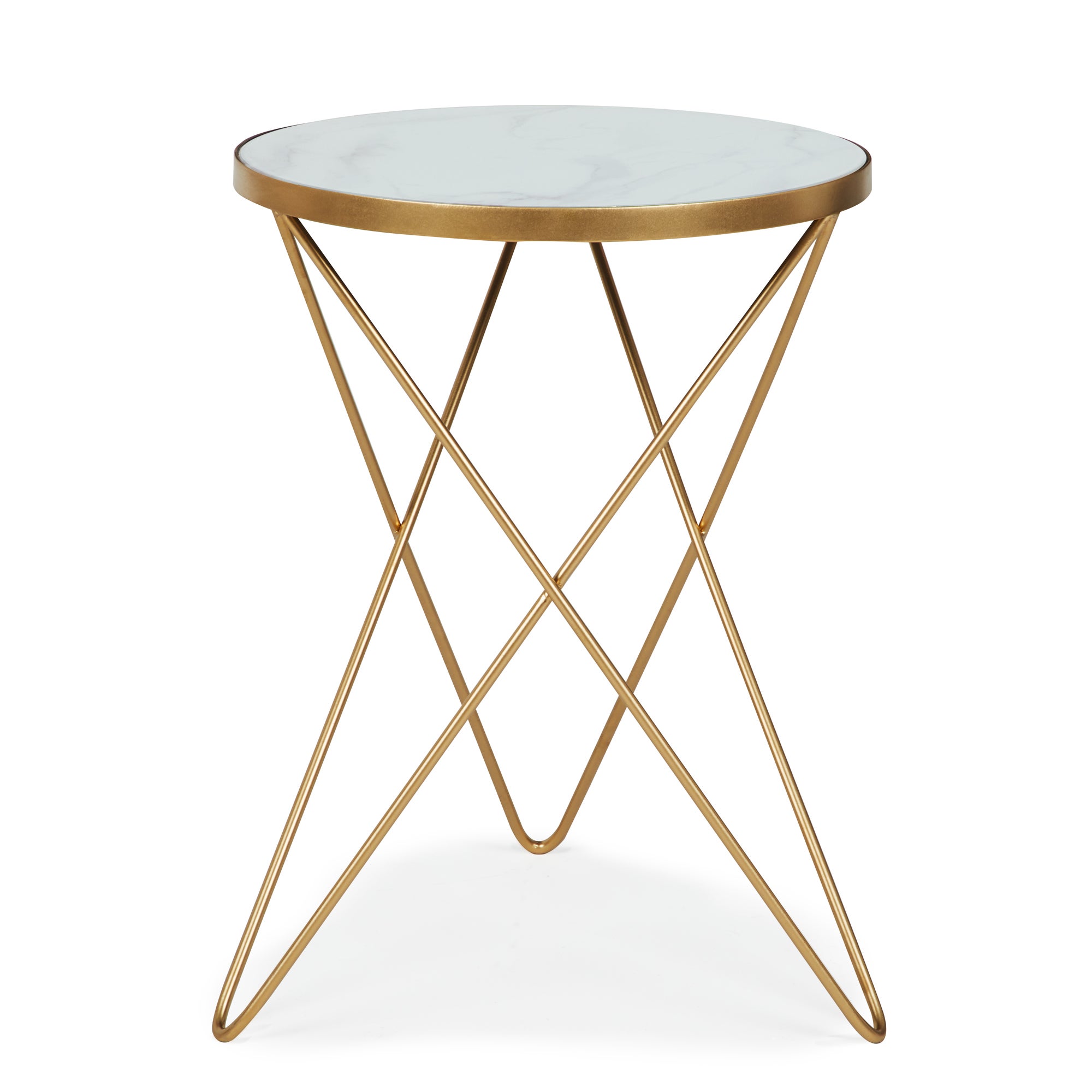 Lexi White Marble Effect Side Table White