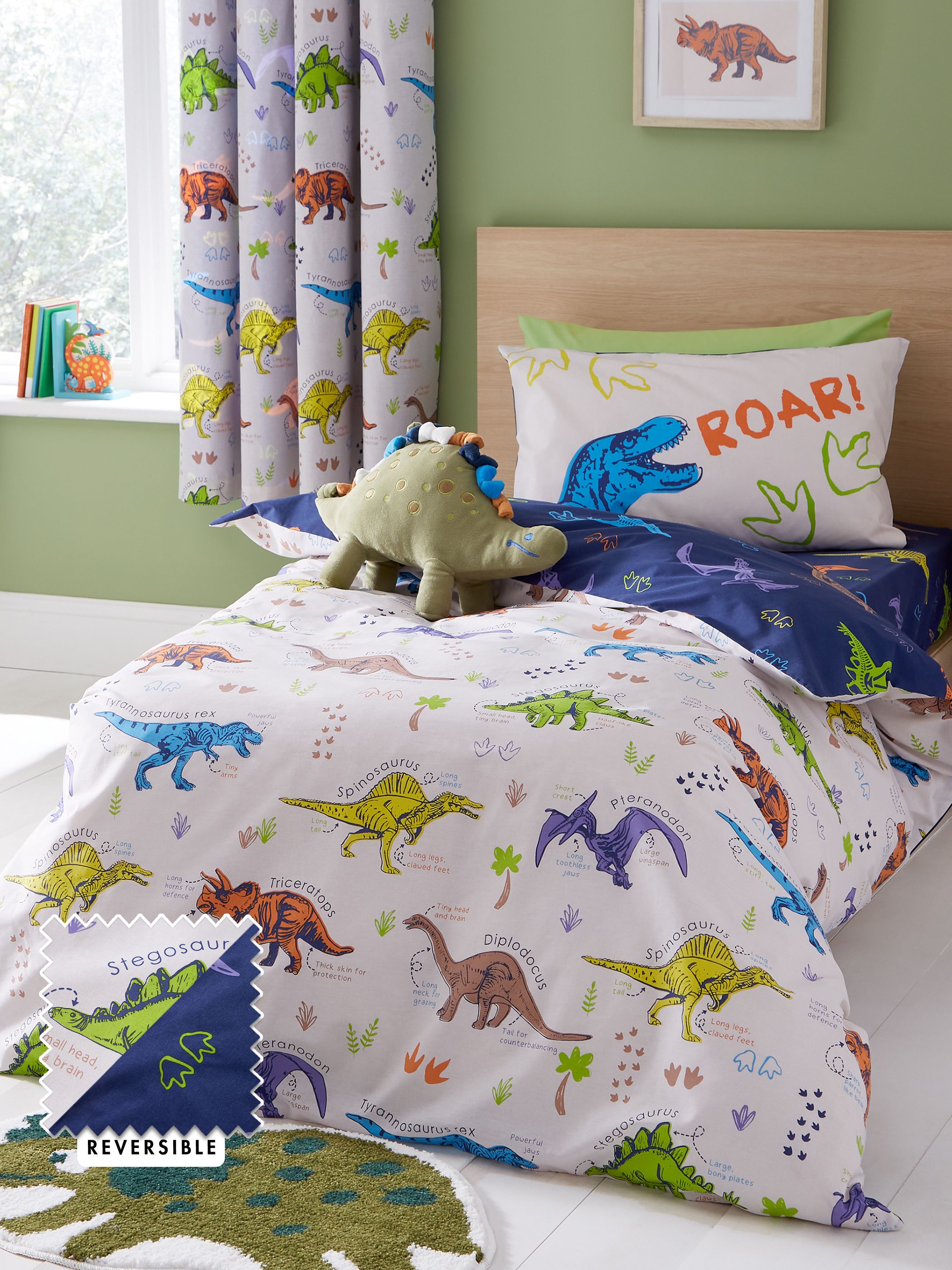 Catherine Lansfield 'Prehistoric Dinosaurs' Duvet Cover Set in Natural