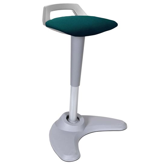 Spry Fabric Office Stool In Grey Frame And Maringa Teal Seat