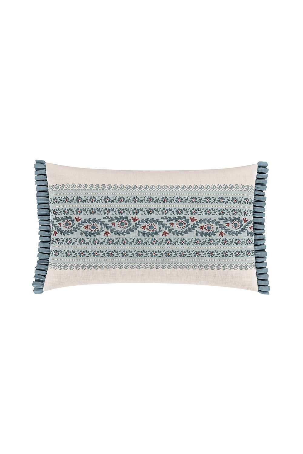 V&A 'Opulent Stripe' Cotton Cushion in Teal