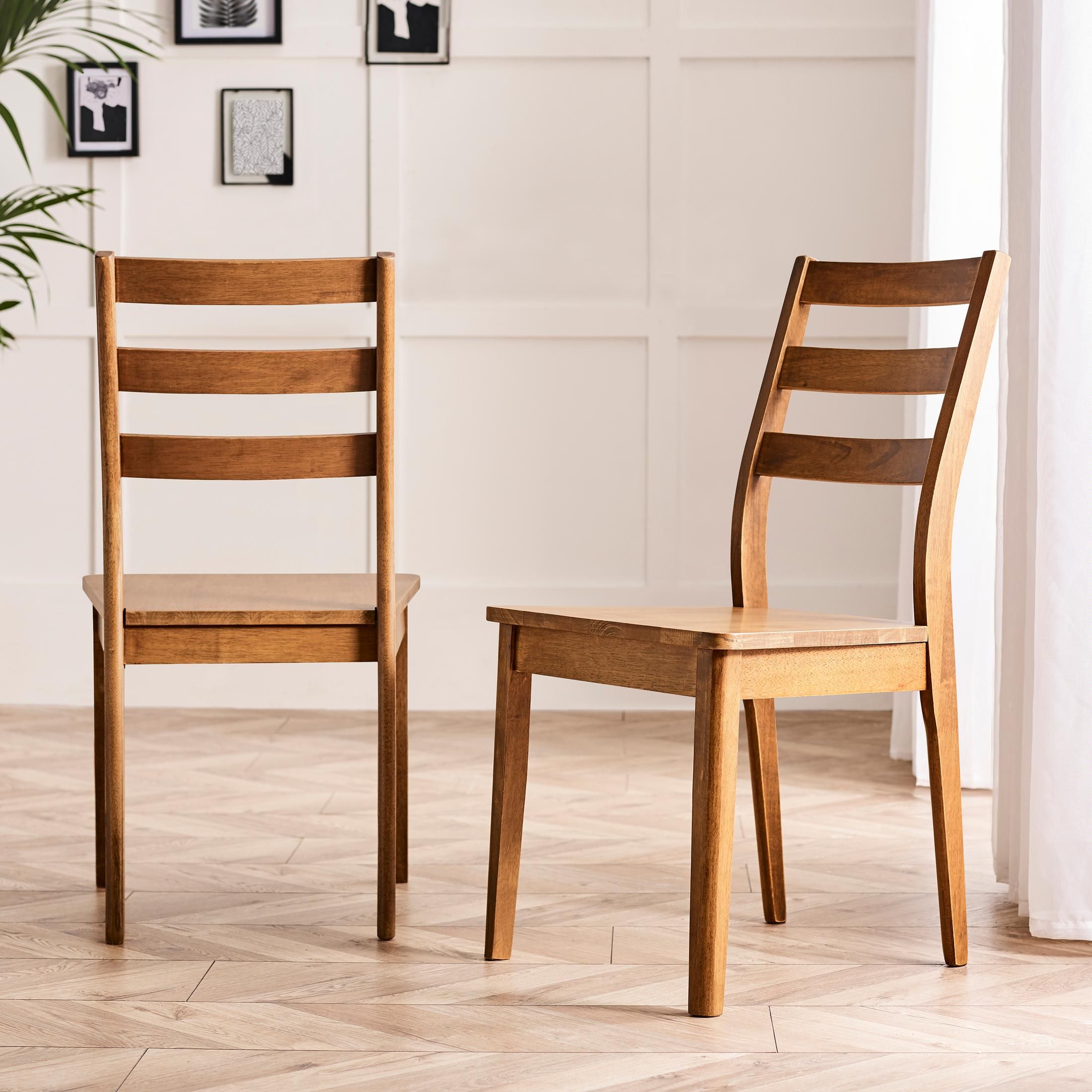 FurnitureboxUK Set of 2 Lynton Wooden Farmhouse Dining Chairs in Walnut