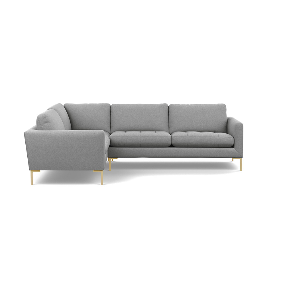 Heal's Eton Left Hand Facing Corner Sofa Cotton Pewter Brass Feet