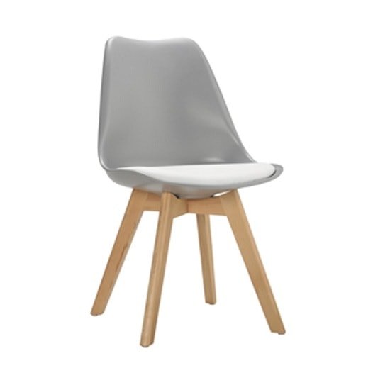 Sigmon Dining Chair In Matt Grey With White PU Seat