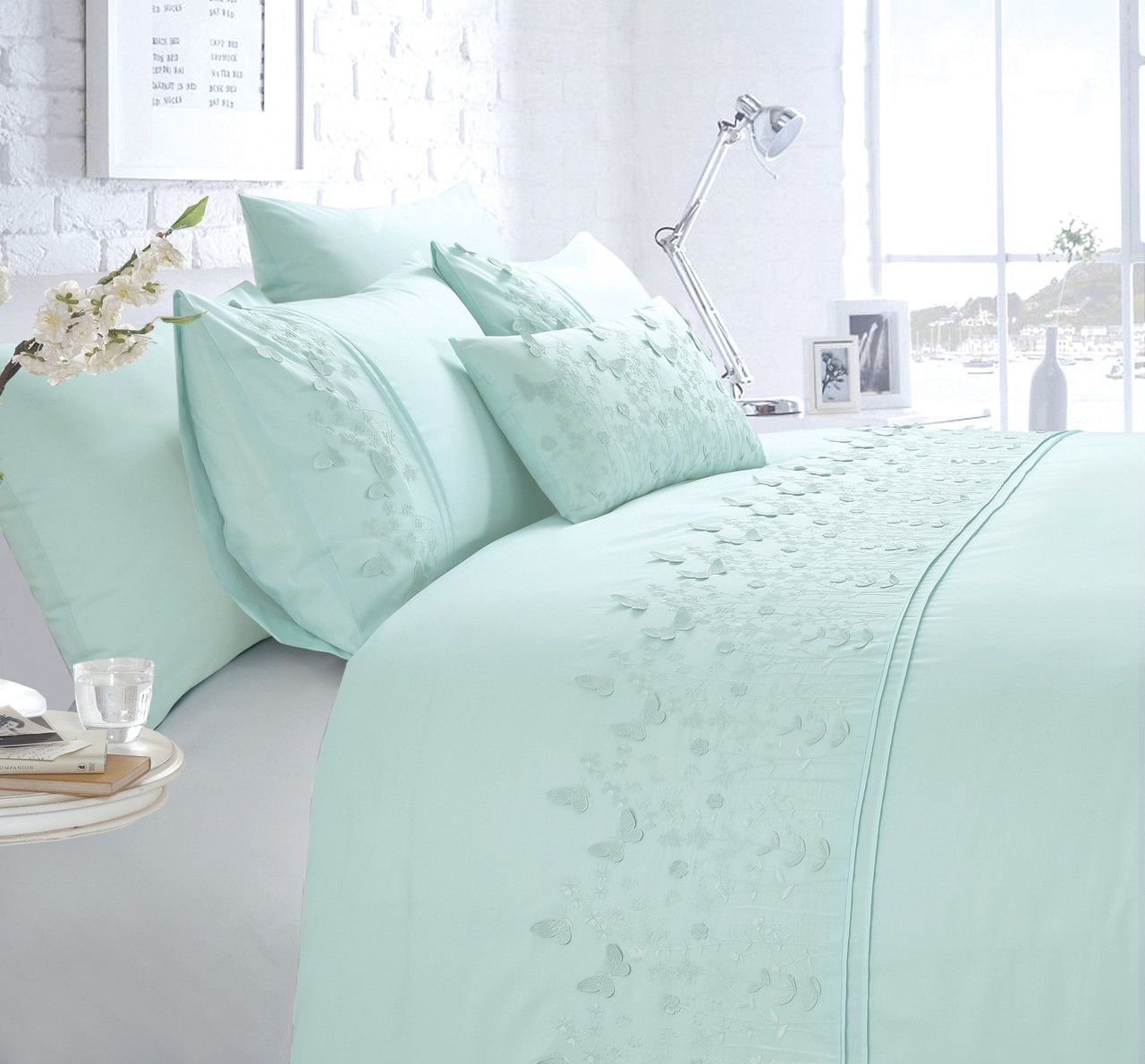 Rapport Home Papillon Boudoir Filled Cushion (50x30 cm) in Duck Egg Blue
