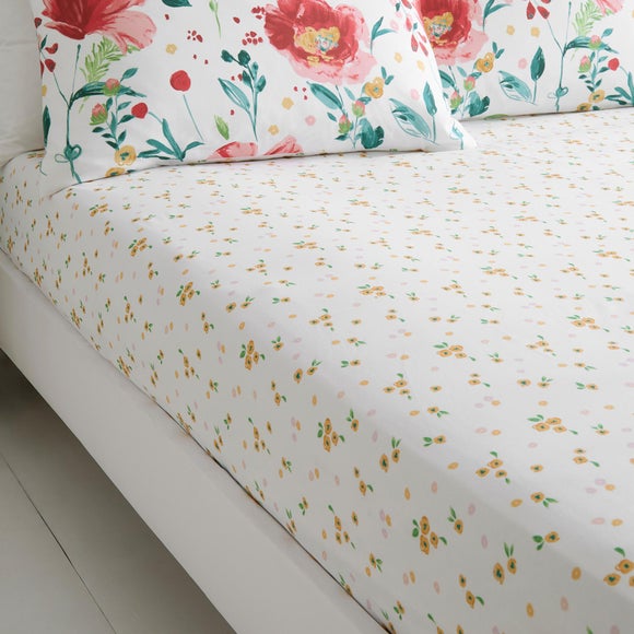Dreams N Drapes Abstract Poppy Polycotton Fitted Sheet