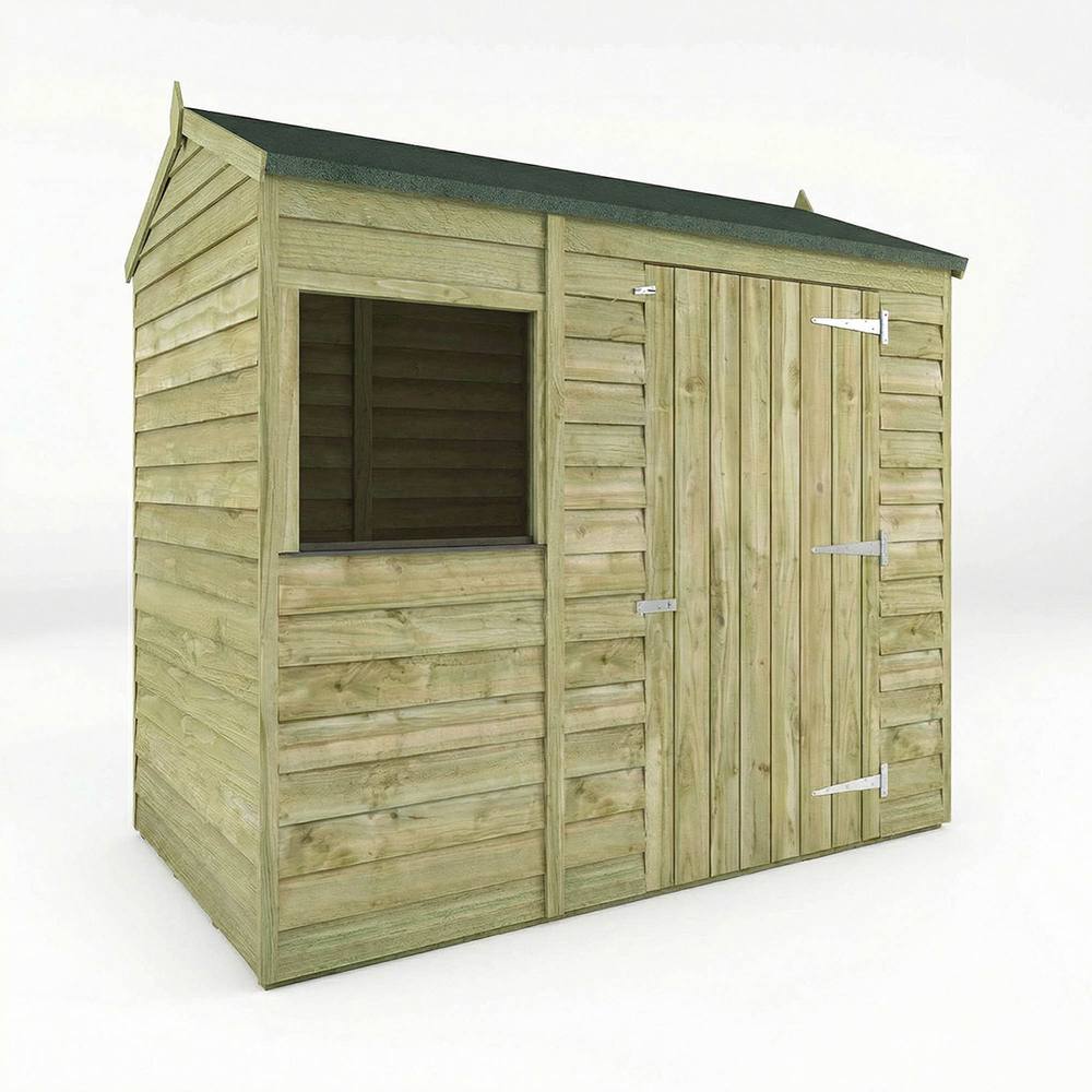 Mercia 6 x 4 Feet Overlap Reverse Apex Shed - L131.3 x W181.8 x H208.3 cm in Brown