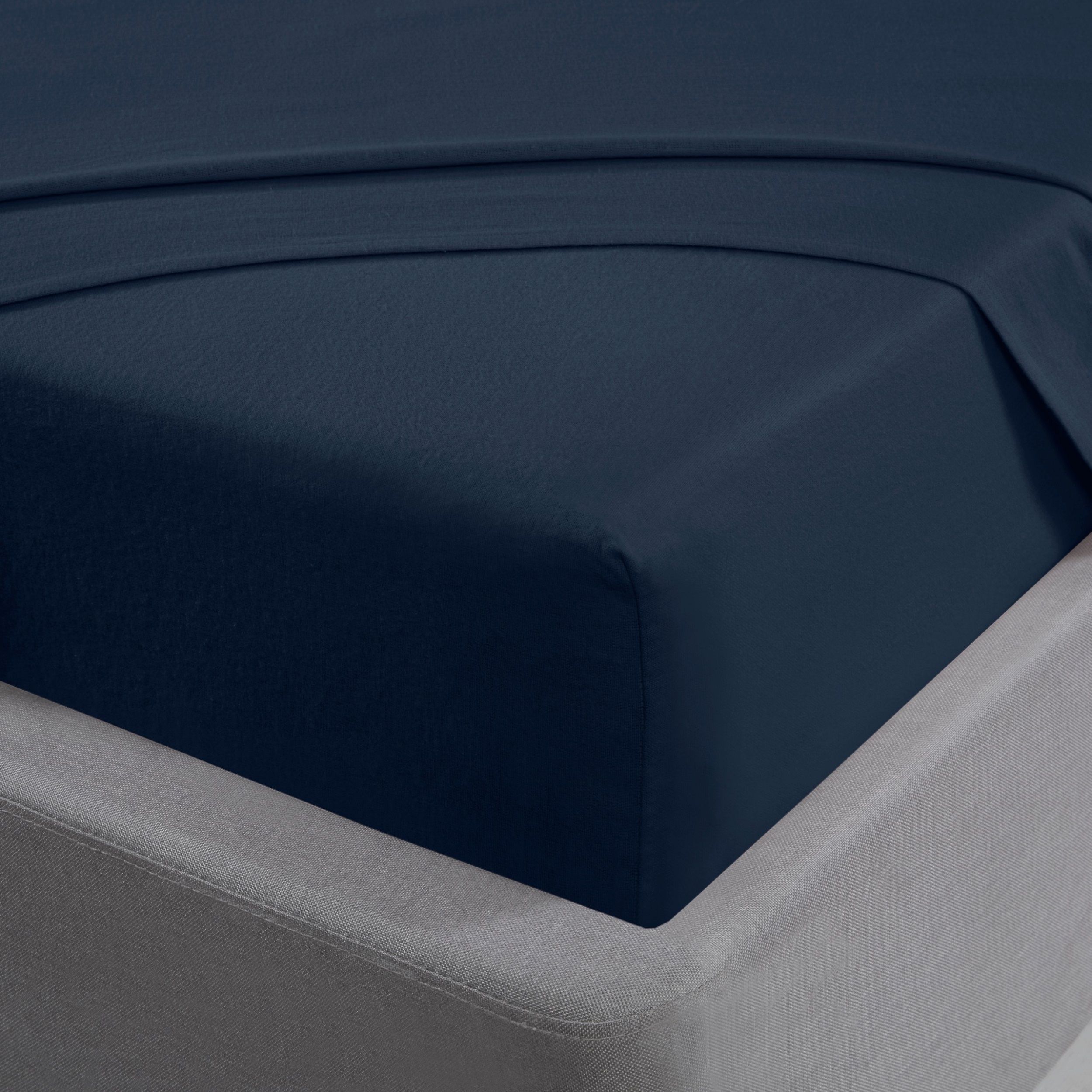 Smart Living 100% Brushed Cotton Flannelette Luxury 35cm Deep Fitted Sheet in Navy