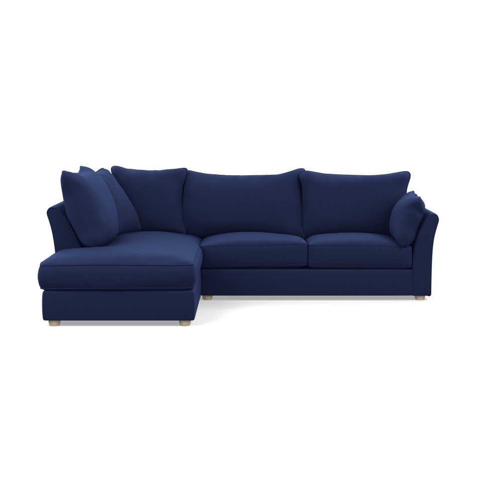 Heal's Tailor Left Hand Facing Corner Sofa Melton Wool New Navy Natural Feet