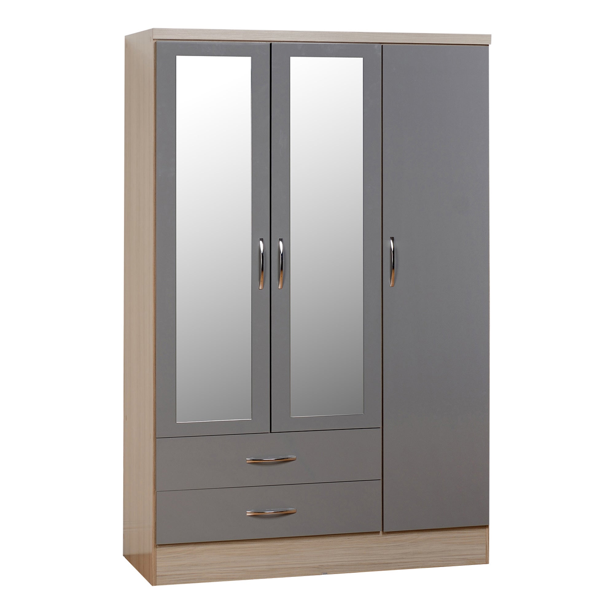 Nevada Triple 2 Drawer Wardrobe, Mirrored