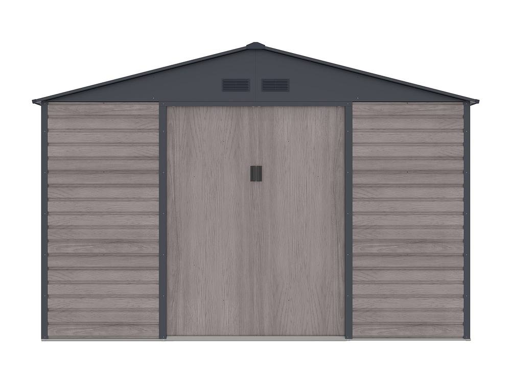 Vente-unique Garden Shed - 13.12 M² - Galvanised Steel With Grey Wood Effect 4