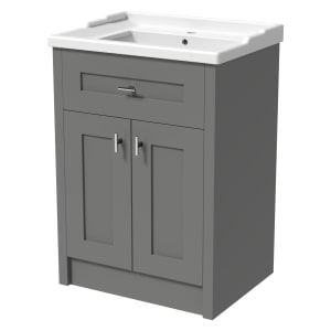 Wickes Hayman Dove Grey Traditional Freestanding Vanity Unit & Basin - 873 x 800mm