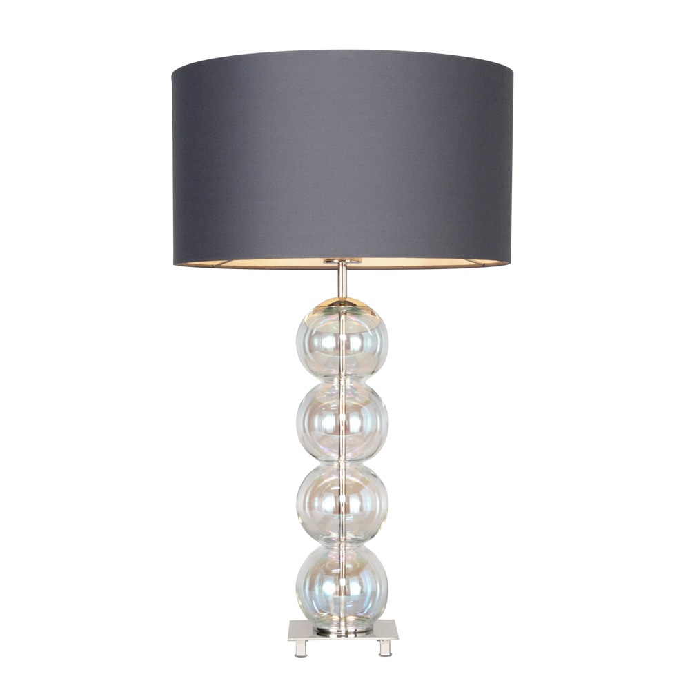 Metro Ball Stacked Table Lamp with Iridescent Glass Base, Nickel