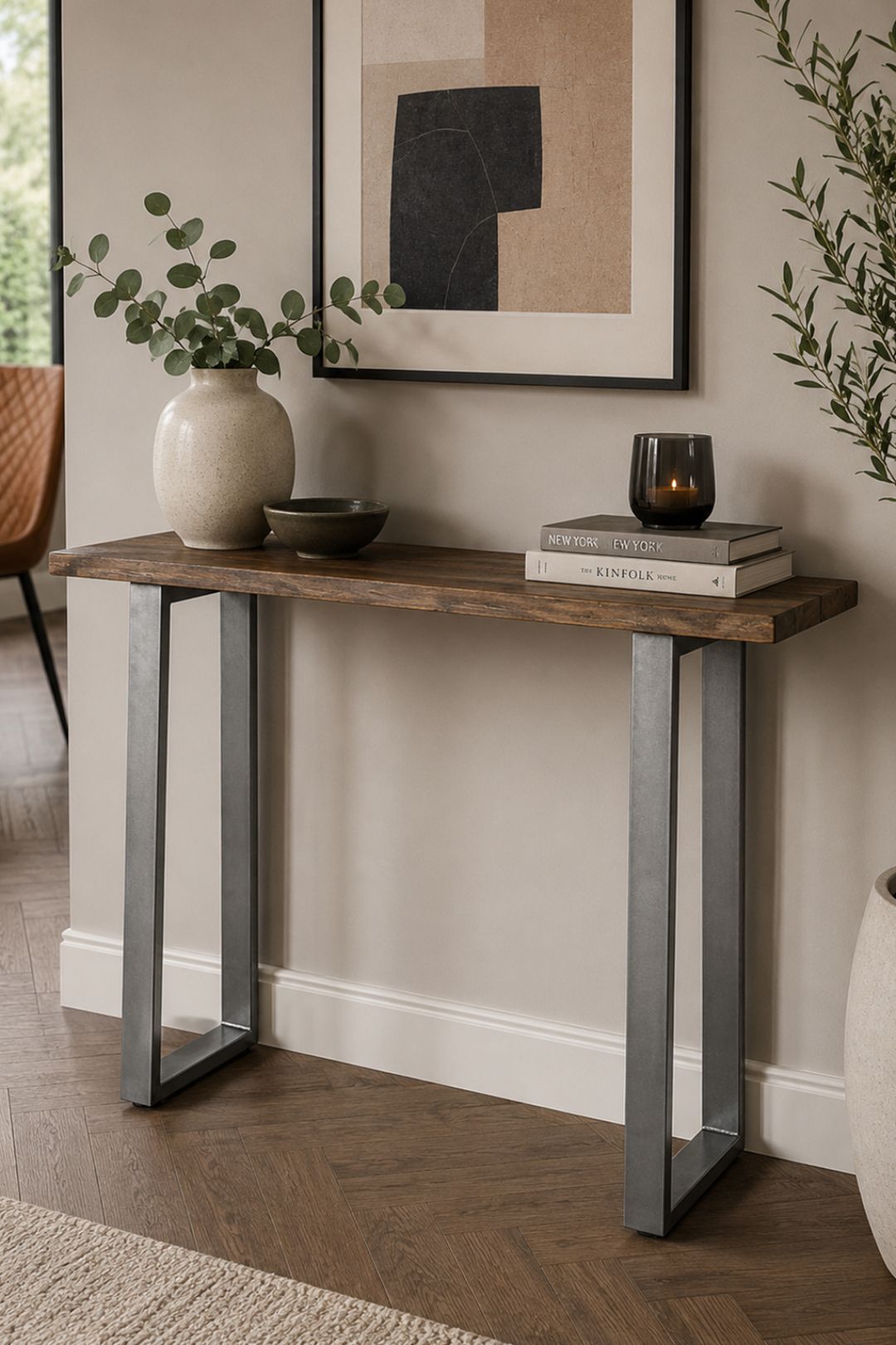 IH Design Galilee Console Table Grey Essential Live Edge in Brown
